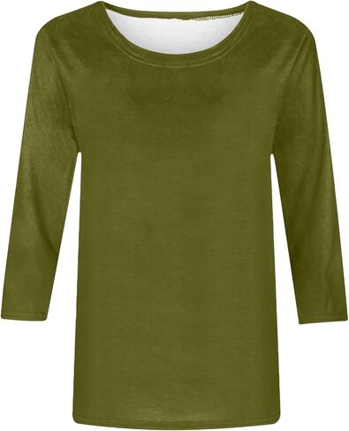 3/4 طول الأكمام توبس نساء غير رسمية العطلات الصيفية غير الرسمية بلوزات خفيفة الوزن فضفاضة 3 ربع قمصان سترة الأكمام in Kuwait