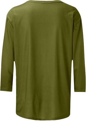 3/4 طول الأكمام توبس نساء غير رسمية العطلات الصيفية غير الرسمية بلوزات خفيفة الوزن فضفاضة 3 ربع قمصان سترة الأكمام in Kuwait