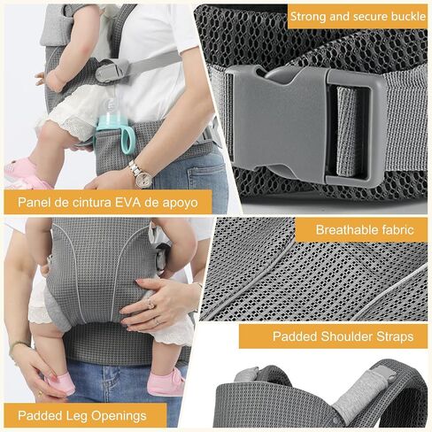 Baby Carrier Newborn to Toddlers - Ergonomic Adjustable Soft Breathable Comfort Infant Carrier for 7-35lbs, Enhanced Support, Easier to Wear (Grey) in Saudi Arabia