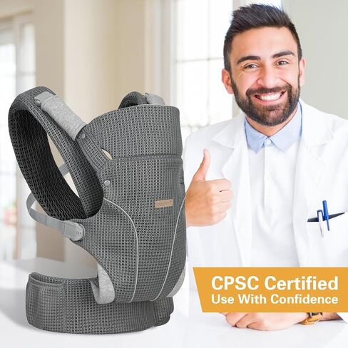 Baby Carrier Newborn to Toddlers - Ergonomic Adjustable Soft Breathable Comfort Infant Carrier for 7-35lbs, Enhanced Support, Easier to Wear (Grey) in Saudi Arabia