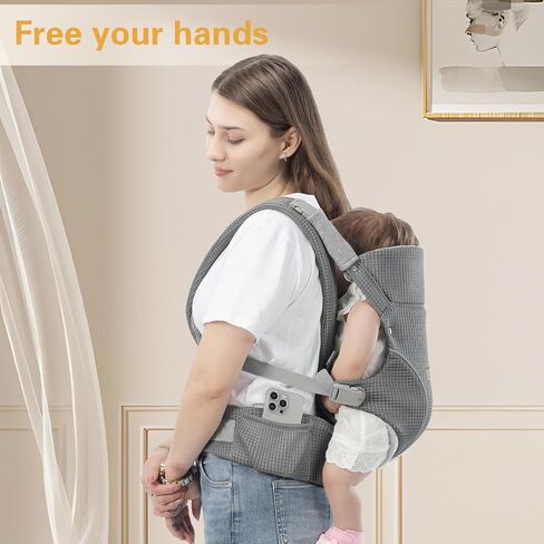 Baby Carrier Newborn to Toddlers - Ergonomic Adjustable Soft Breathable Comfort Infant Carrier for 7-35lbs, Enhanced Support, Easier to Wear (Grey) in Saudi Arabia