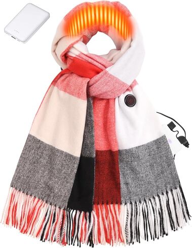 Heated Scarf for Women Rechargeable Include Upgraded Lightweight Battery, with 3 Temperature Levels, Electric Heated Neck Winter Scarf for Cold Weather - Classic Large Tartan in Kuwait