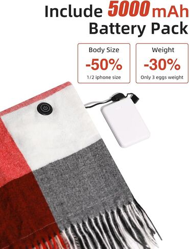 Heated Scarf for Women Rechargeable Include Upgraded Lightweight Battery, with 3 Temperature Levels, Electric Heated Neck Winter Scarf for Cold Weather - Classic Large Tartan in Kuwait
