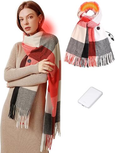 Heated Scarf for Women Rechargeable Include Upgraded Lightweight Battery, with 3 Temperature Levels, Electric Heated Neck Winter Scarf for Cold Weather - Classic Large Tartan in Kuwait