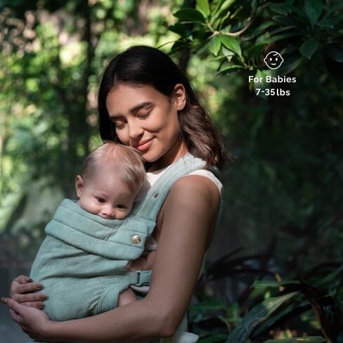 Nest Blanche Baby Carrier - مزيج من الكتان القطني الناعم مع تصميم Magnolia Jacquard ، قابل للتعديل ومريح للموليد والأطفال الصغار (Teal) in Kuwait