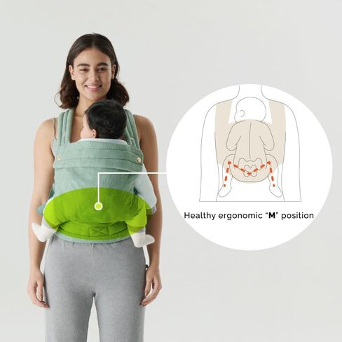 Nest Blanche Baby Carrier - مزيج من الكتان القطني الناعم مع تصميم Magnolia Jacquard ، قابل للتعديل ومريح للموليد والأطفال الصغار (Teal) in Kuwait