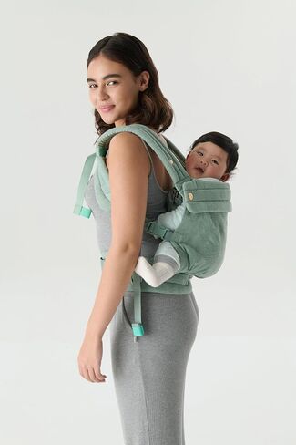 Nest Blanche Baby Carrier - مزيج من الكتان القطني الناعم مع تصميم Magnolia Jacquard ، قابل للتعديل ومريح للموليد والأطفال الصغار (Teal) in Kuwait