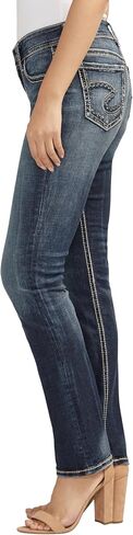 Silver Jeans Co. Women's Suki Mid Rise Curvy Fit Straight Leg Jeans, Med Wash EAE283, 28W x 31L in Saudi Arabia