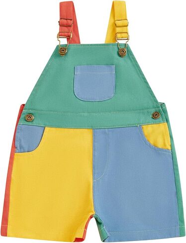 Suolongsama Toddler Baby Boy Girl Overall Shorts Color Block Sleeveless Suspender Trousers Romper with Pockets Summer Clothes in Saudi Arabia