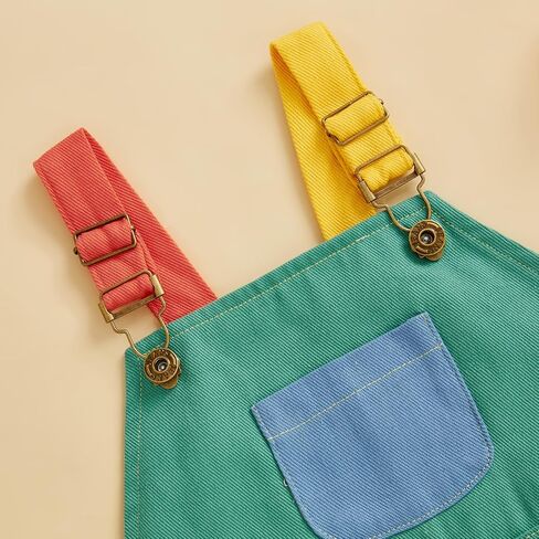 Suolongsama Toddler Baby Boy Girl Overall Shorts Color Block Sleeveless Suspender Trousers Romper with Pockets Summer Clothes in Saudi Arabia
