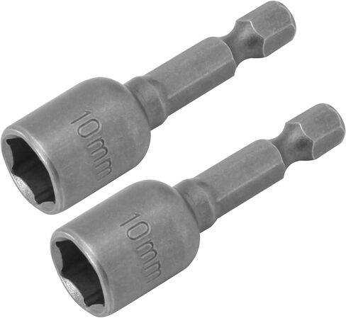 2 Pcs 1/4" Hex Shank 10mm Magnetic Nut Driver Bit - Quick-Change Nut Driver Bit for Power Drill Impact Drivers - 1.89" Length in Saudi Arabia