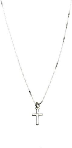 Sterling Silver Tiny Cross Charm Box Chain Nickel Free Necklace Italy in Kuwait