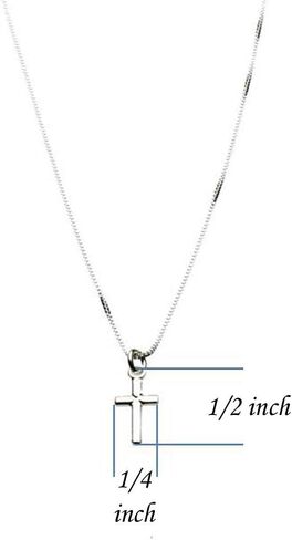 Sterling Silver Tiny Cross Charm Box Chain Nickel Free Necklace Italy in Kuwait