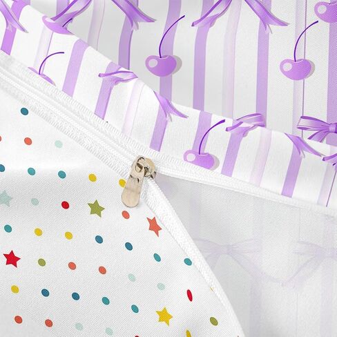 jejeloiu Coquette Bows Kids Bedding Set Toddler Size Cute Fruit Cherry Duvet Cover for Boys Girls Teens Bedroom Decor Stripes Comforter Cover Geometric Breathable Soft Lightweight Microfiber 2Pcs in Saudi Arabia