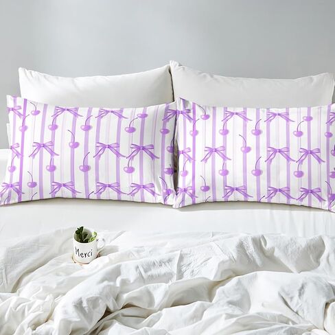 jejeloiu Coquette Bows Kids Bedding Set Toddler Size Cute Fruit Cherry Duvet Cover for Boys Girls Teens Bedroom Decor Stripes Comforter Cover Geometric Breathable Soft Lightweight Microfiber 2Pcs in Saudi Arabia