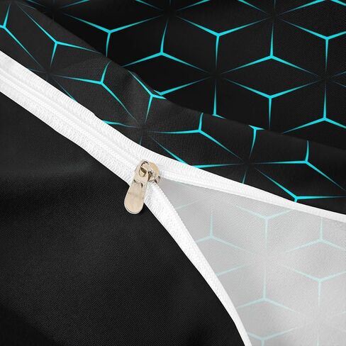 jejeloiu Geometry Duvet Cover Toddler Size Boys Girls Triangle Print Bedding Set for Kids Geometric Comforter Cover Modern Black Teal Blue Room Decor,NO Comforter in Saudi Arabia