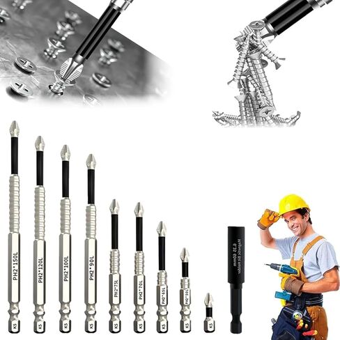 High Magnetic Screwdriver Drill Bit Set, 2025 New Magnetic Screwdriver Bits, Universal Anti Slip Magnetic Electric Screwdriver Set Suitable for Home Decoration, Car Repair (12PCS) in Saudi Arabia