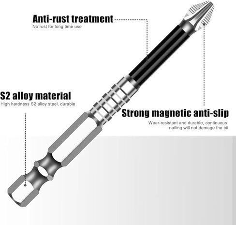 High Magnetic Screwdriver Drill Bit Set, 2025 New Magnetic Screwdriver Bits, Universal Anti Slip Magnetic Electric Screwdriver Set Suitable for Home Decoration, Car Repair (12PCS) in Saudi Arabia