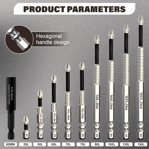 High Magnetic Screwdriver Drill Bit Set, 2025 New Magnetic Screwdriver Bits, Universal Anti Slip Magnetic Electric Screwdriver Set Suitable for Home Decoration, Car Repair (12PCS) in Saudi Arabia