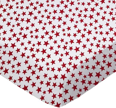 Sheetworld 100 ٪ Cotton Percale Extra Deep Portable Mini Crib Sheet 24 × 38 × 5.5 ، Stars Red ، مصنوعة في الولايات المتحدة الأمريكية in Kuwait