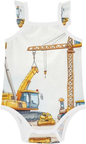 Baby Summer Cotton Bodysuits Soft Baby Sleeveless Undershirts 3M Construction Vehicles in Kuwait