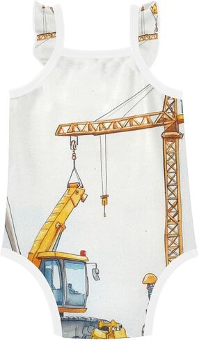 Baby Summer Cotton Bodysuits Soft Baby Sleeveless Undershirts 3M Construction Vehicles in Kuwait