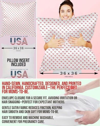 وسائد الحمل Maizi للنوم المخصص تصميم كامل الجسم وسادة محيط 34 × 34 بوصات وسادة مربعة شملت آلة إغلاق المظروف قابلة للغسل الدعم نوم الدعم هدية الحمل جنون in Kuwait