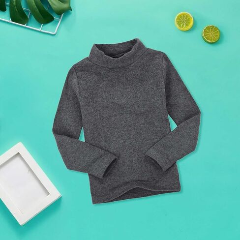 Little Girl Boys Solid Turtleneck T-Shirt Toddler Basic Undershirts Kid Cotton Long Sleeve Pullover Blouse Top Tee in Kuwait