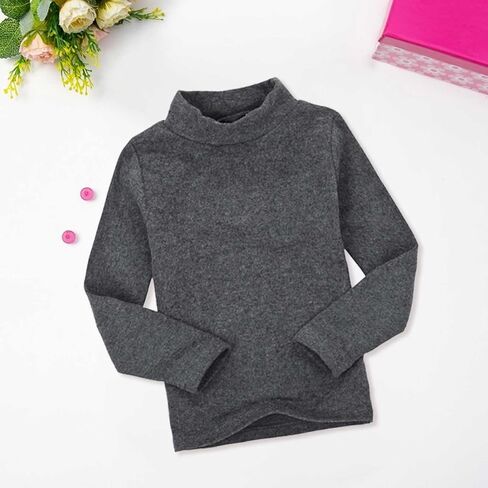 Little Girl Boys Solid Turtleneck T-Shirt Toddler Basic Undershirts Kid Cotton Long Sleeve Pullover Blouse Top Tee in Kuwait