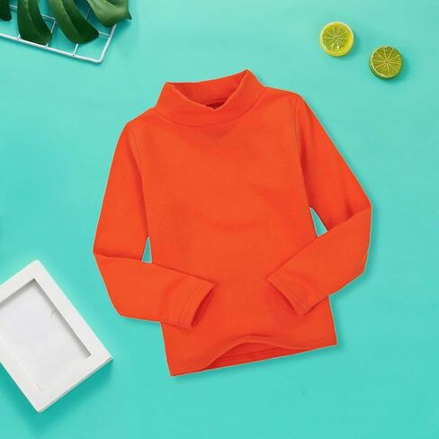 Little Girl Boys Solid Turtleneck T-Shirt Toddler Basic Undershirts Kid Cotton Long Sleeve Pullover Blouse Top Tee in Kuwait