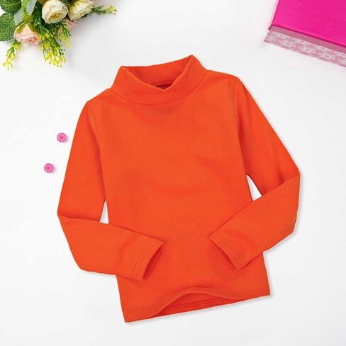Little Girl Boys Solid Turtleneck T-Shirt Toddler Basic Undershirts Kid Cotton Long Sleeve Pullover Blouse Top Tee in Kuwait