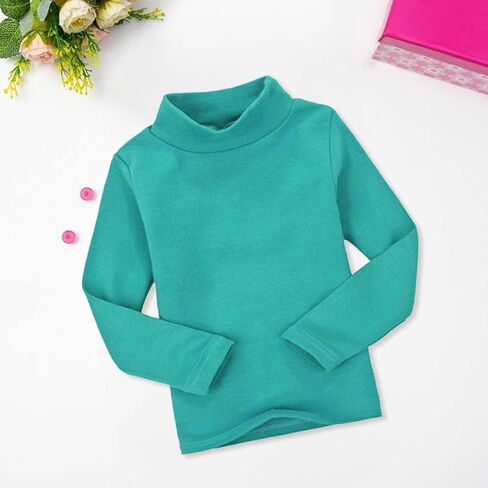 Little Girl Boys Solid Turtleneck T-Shirt Toddler Basic Undershirts Kid Cotton Long Sleeve Pullover Blouse Top Tee in Kuwait