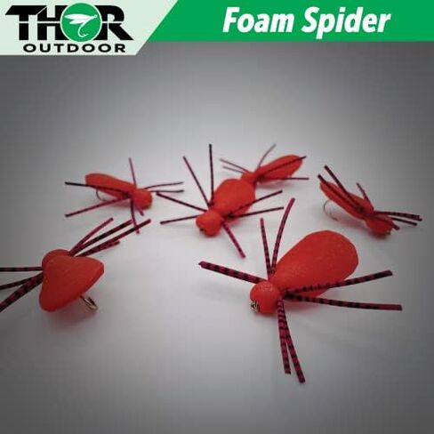 Thor Outdoor Foam Spider Fly Fishing Set – White, 6 Pc, Hook Size #14 - Topwater Dry Flies for Bass, Panfish, and Trout in Kuwait