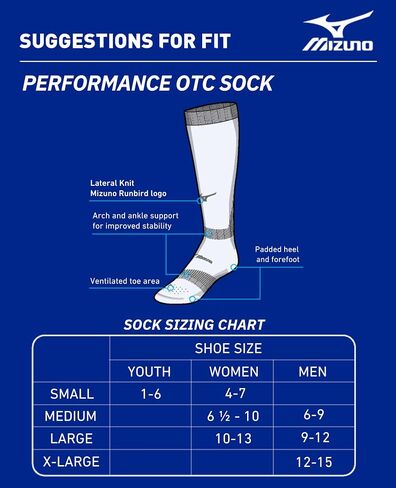 جورب Mizuno Performance OTC أسود (9090) كبير جدًا (XL) in Saudi Arabia