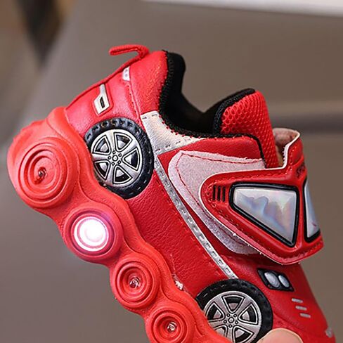 Baby Light Up Shoes Casual Cartoon Car Sneaker Kids Sports Shoes Light Up Shoes for Boys Toddler Girl Tennis Shoes in Saudi Arabia