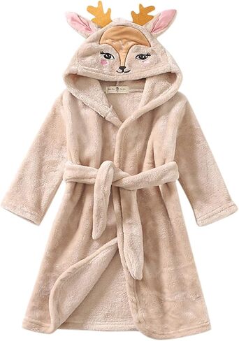 Toddler Kids Boys Girls 𝐂artoon Bath𝐫obe Hooded Warm Flannel Night 𝐑obe 𝐒leepwear Cute 𝐏ajamas Youth Large Pajamas in Saudi Arabia