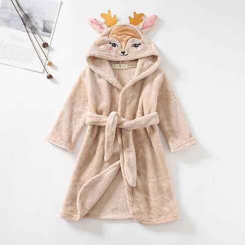 Toddler Kids Boys Girls 𝐂artoon Bath𝐫obe Hooded Warm Flannel Night 𝐑obe 𝐒leepwear Cute 𝐏ajamas Youth Large Pajamas in Saudi Arabia