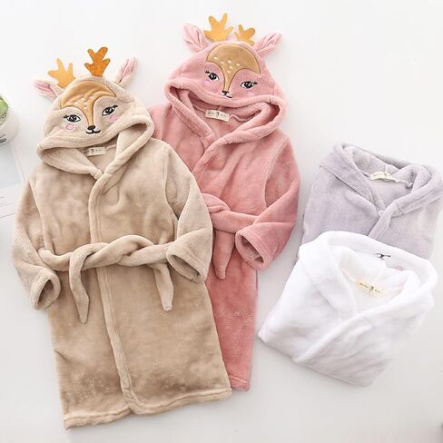 Toddler Kids Boys Girls 𝐂artoon Bath𝐫obe Hooded Warm Flannel Night 𝐑obe 𝐒leepwear Cute 𝐏ajamas Youth Large Pajamas in Saudi Arabia