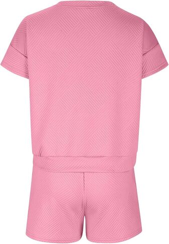 Womens 2 Piece Outfits Lounge Sets Short Sleeve Crewneck Tshirt Wide Leg Shorts Loose Casual Tracksuit with Pocket in Saudi Arabia