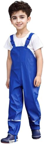 Kids Waterproof Rain Pants Windproof Reflective Bib Pant Lightweight Adjustable Dirty Proof Rain Wear Over Pants 1-14T in Saudi Arabia
