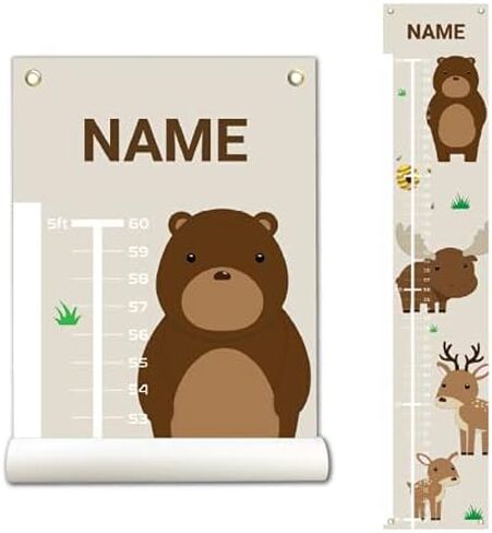 Personalized Kids Canvas Growth Chart, Height Chart, Growth Chart Banner, Forest Animals in Kuwait