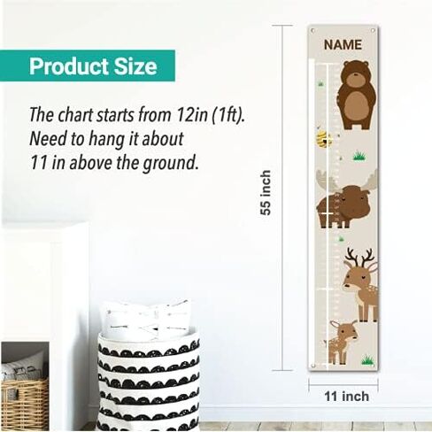 Personalized Kids Canvas Growth Chart, Height Chart, Growth Chart Banner, Forest Animals in Kuwait
