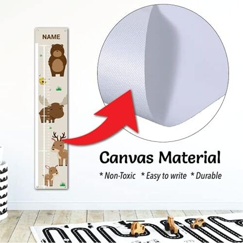 Personalized Kids Canvas Growth Chart, Height Chart, Growth Chart Banner, Forest Animals in Kuwait