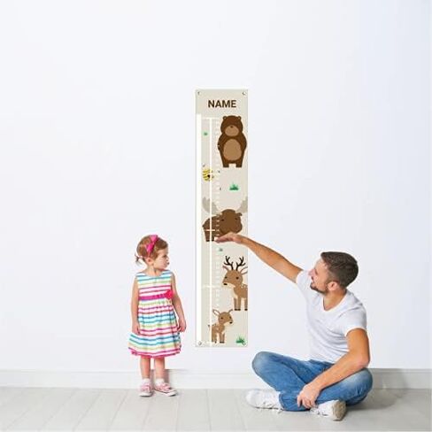 Personalized Kids Canvas Growth Chart, Height Chart, Growth Chart Banner, Forest Animals in Kuwait