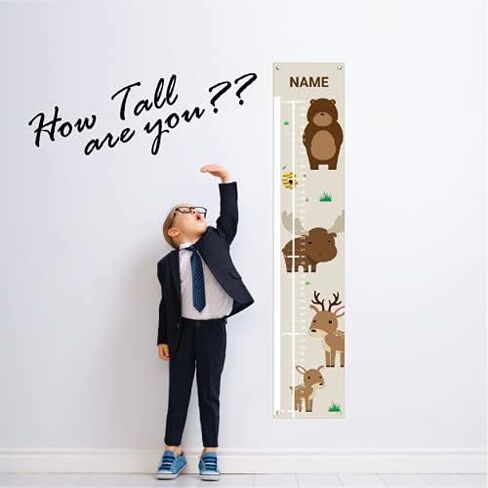 Personalized Kids Canvas Growth Chart, Height Chart, Growth Chart Banner, Forest Animals in Kuwait