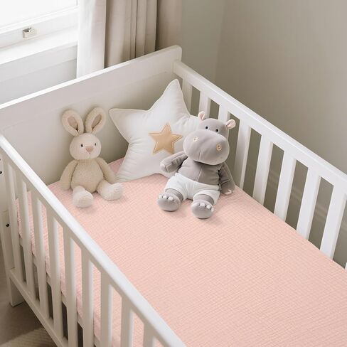 100% Organic Cotton Muslin Crib Sheets 2 Pack 52x28 Inches, Super Soft Fitted Sheets for Baby Boys and Girls - Fits All Standard Crib Mattress Sheet 28x52 Inches - Neutral Toddler Bedding in Kuwait