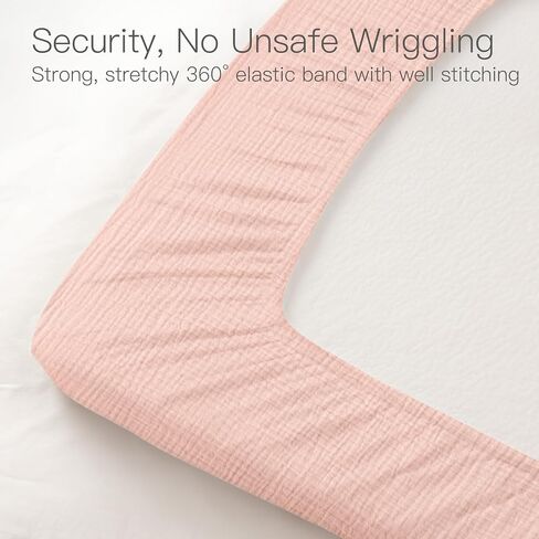 100% Organic Cotton Muslin Crib Sheets 2 Pack 52x28 Inches, Super Soft Fitted Sheets for Baby Boys and Girls - Fits All Standard Crib Mattress Sheet 28x52 Inches - Neutral Toddler Bedding in Kuwait