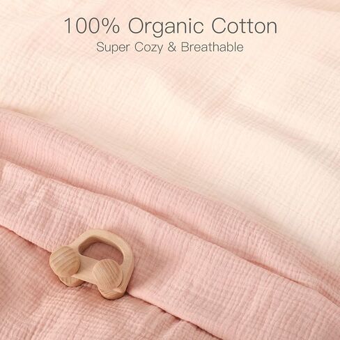 100% Organic Cotton Muslin Crib Sheets 2 Pack 52x28 Inches, Super Soft Fitted Sheets for Baby Boys and Girls - Fits All Standard Crib Mattress Sheet 28x52 Inches - Neutral Toddler Bedding in Kuwait