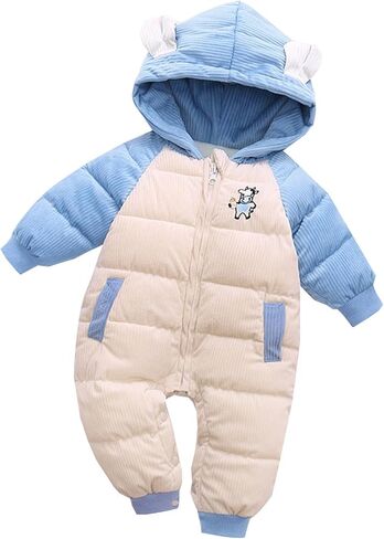 Baby Girls Boys Warm Hooded Snowsuit Jumpsuit Down Coat Romper Padded Outwear Jacket Snow Wear 4t Girl Clothes in Kuwait