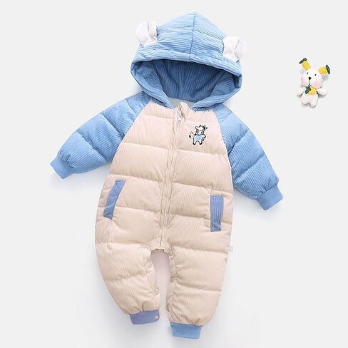 Baby Girls Boys Warm Hooded Snowsuit Jumpsuit Down Coat Romper Padded Outwear Jacket Snow Wear 4t Girl Clothes in Kuwait